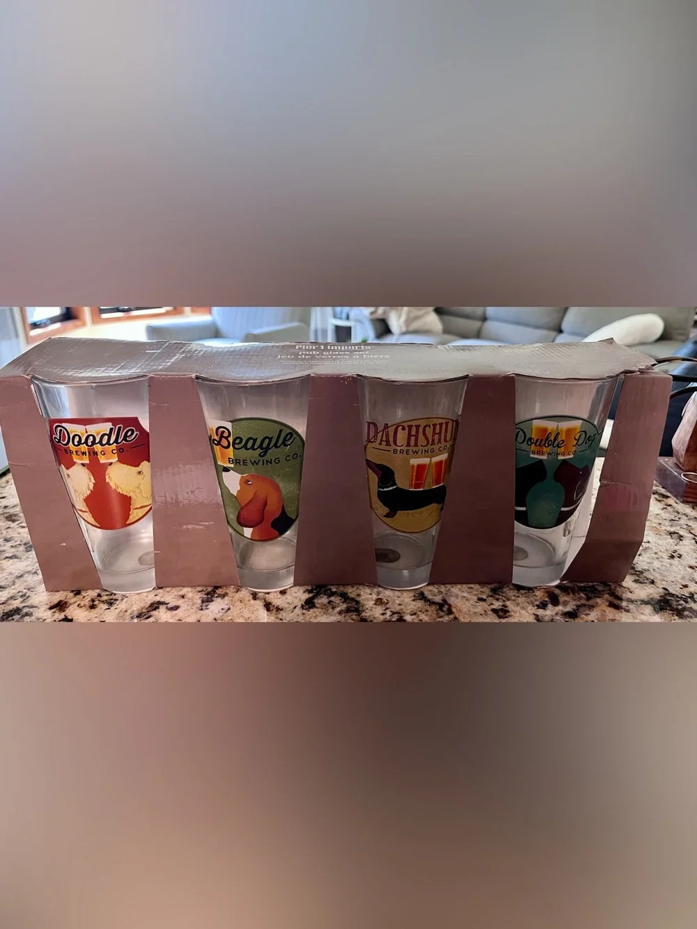 Pier 1 Dog-Theme Pub Glasses - set of 4